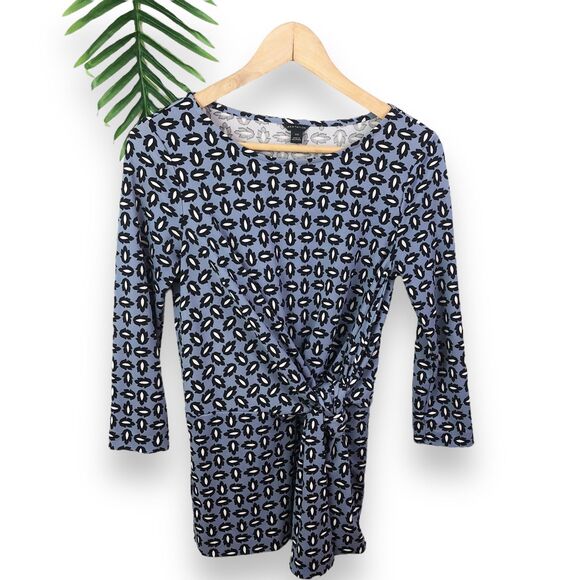 Ann Taylor Tossed Leaf Print Side-Tie Top - Picture 6 of 9